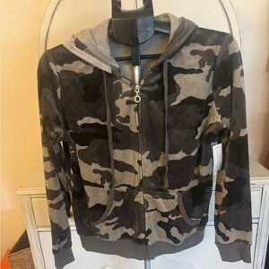 New York & Company Camouflage Velour Zip Hoodie
